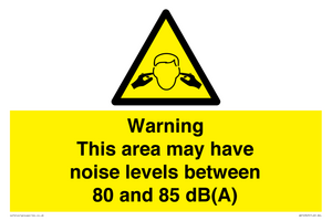 Warning Noise Levels in this area between 80 and 85 dB